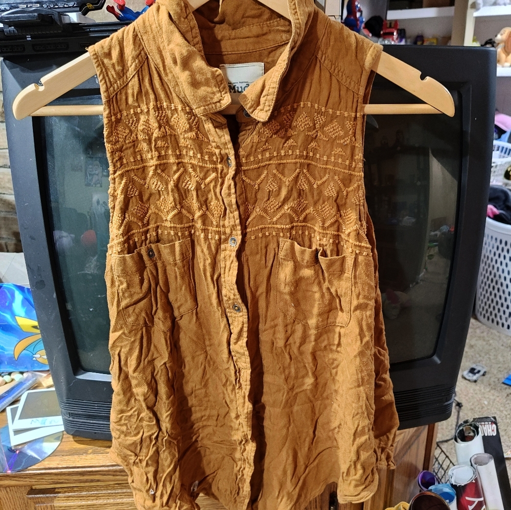 Women's Brown Sleeveless Top By Mudd Size XL